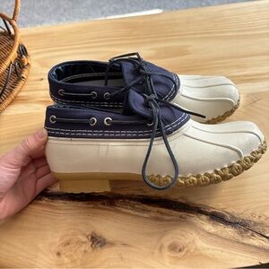 Navy and Cream Duck Boots LL BEAN